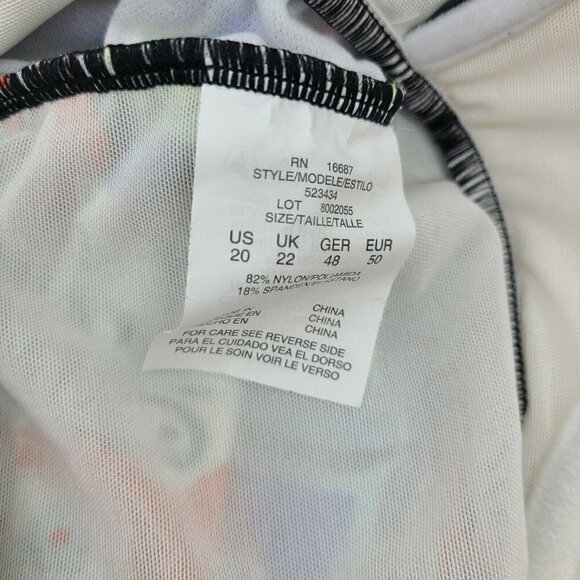 New Swim Solutions Fiesta Print Swimsuit Womens 20 Shirred Bandeau One Piece - Picture 6 of 6